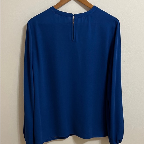 Halogen Cobalt Blue Ruffle Cutout Eyelet Long-Sleeve Detail Blouse Top Size XL - Picture 7 of 10